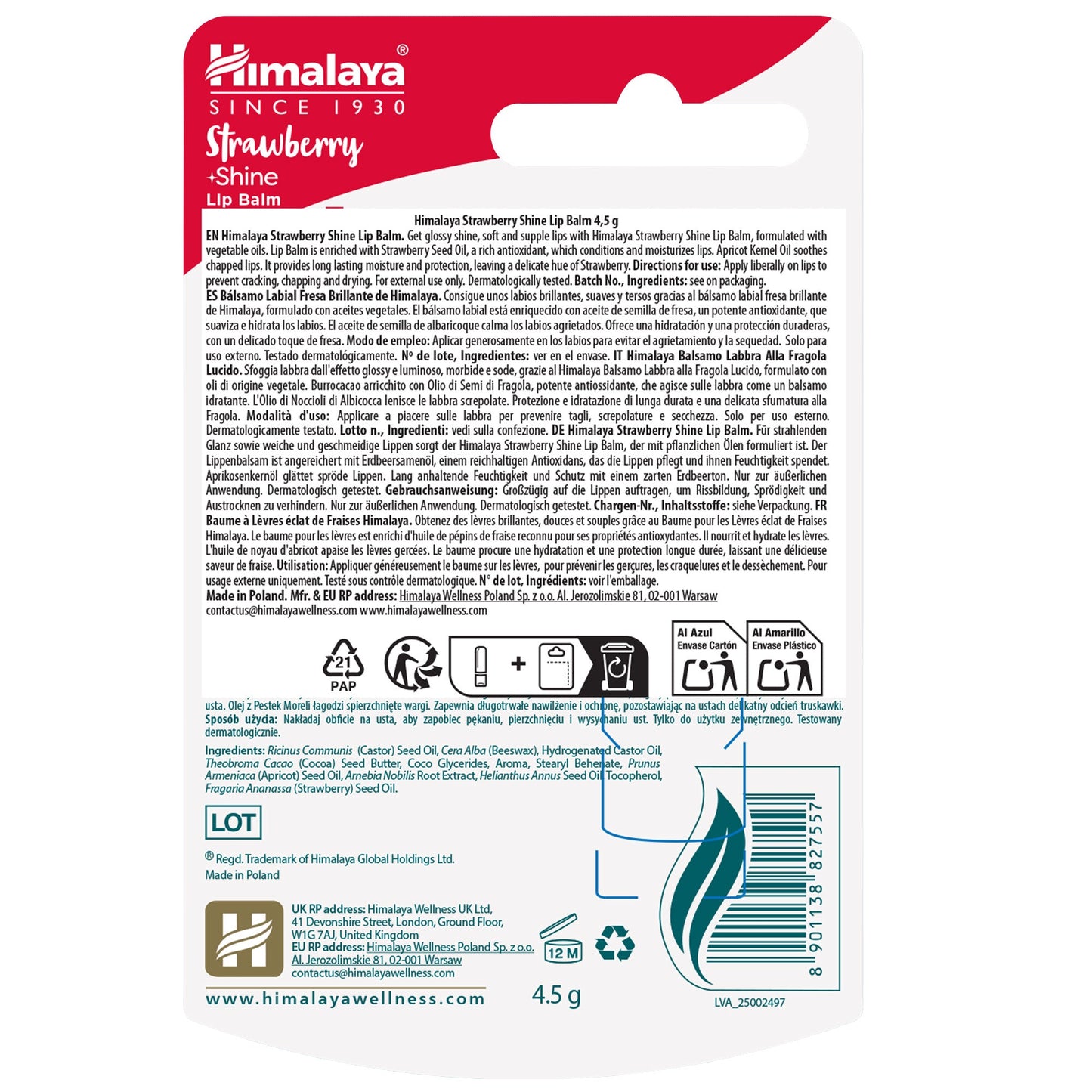 Himalaya Strawberry Shine Lip Balm - 4.5g
