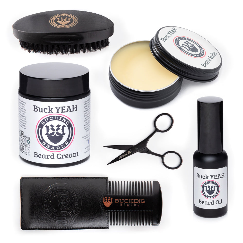 Men's Beard Grooming Set – Sandalwood Vanilla Extract Balm, Oil,