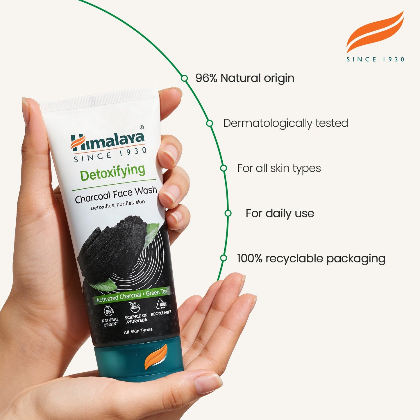 Himalaya Detoxifying Face Wash with Activated Charcoal & Green Tea - 150 ml