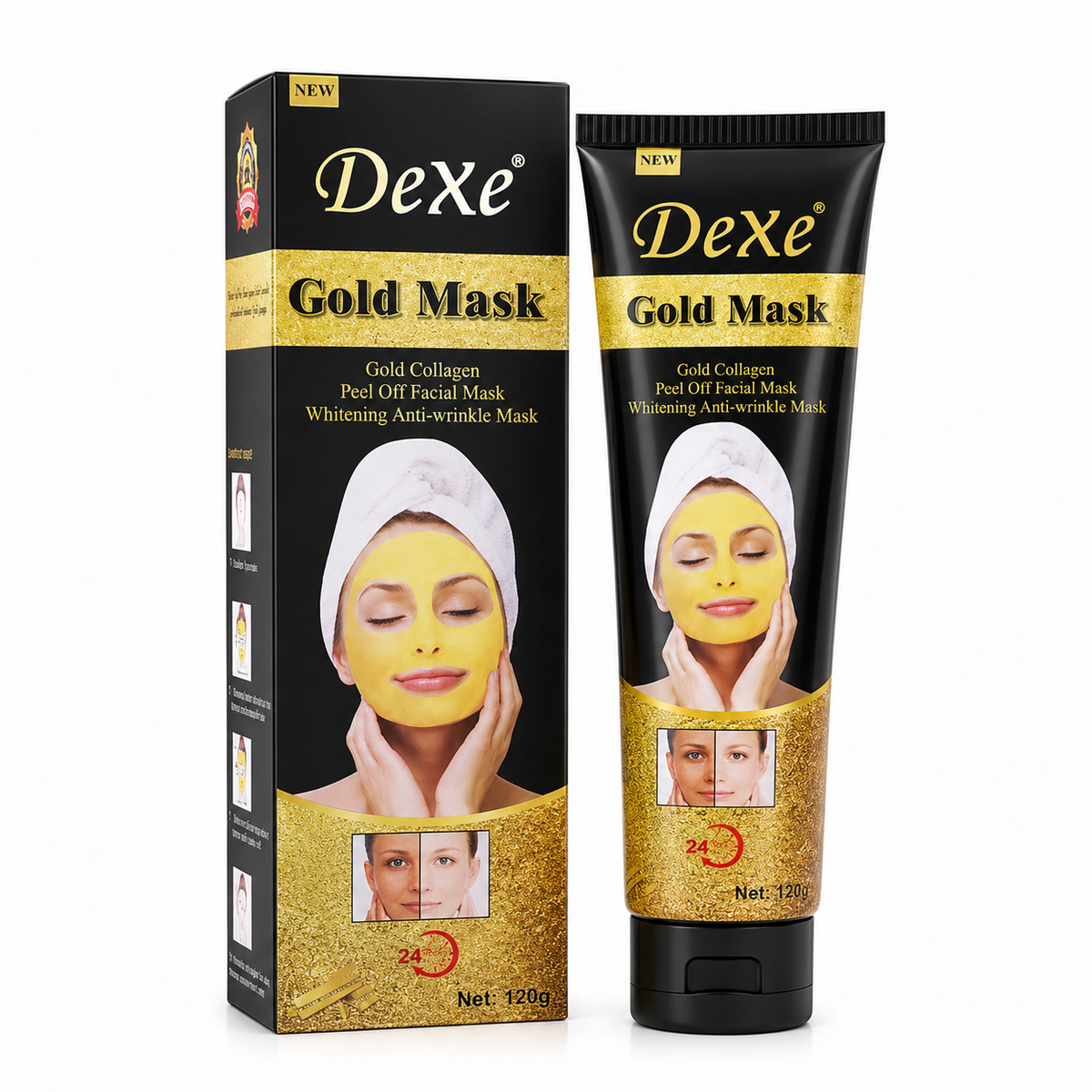 Mascarilla Facial de Oro y Colágeno - Efecto Iluminador, Antiedad e Hidratación 24 Horas