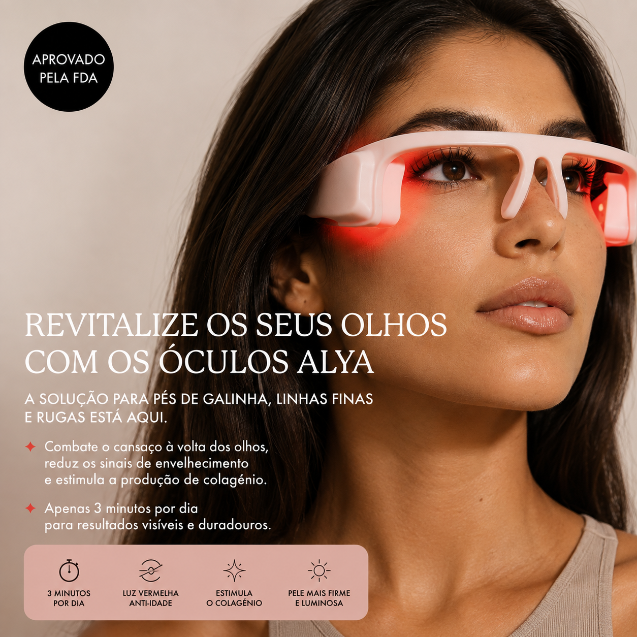 Massageador Ocular com Fototerapia LED – Reduz Rugas e Pés de Galinha