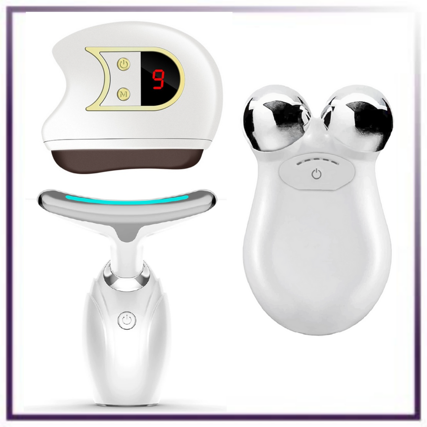 Set of 3- Lift, Sculpt & Glow Toolkit - LED Therapy, Electric Gua Sha